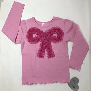 Love U Lots Toddler Girls Pink Long-Sleeve Bow Ruffle Applique Size 4T NEW